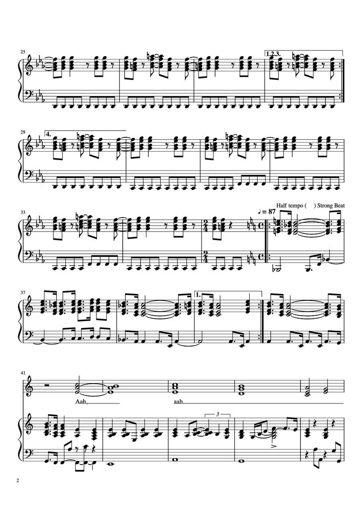 Page 2 of the piano sheet music PDF Piano - Fool