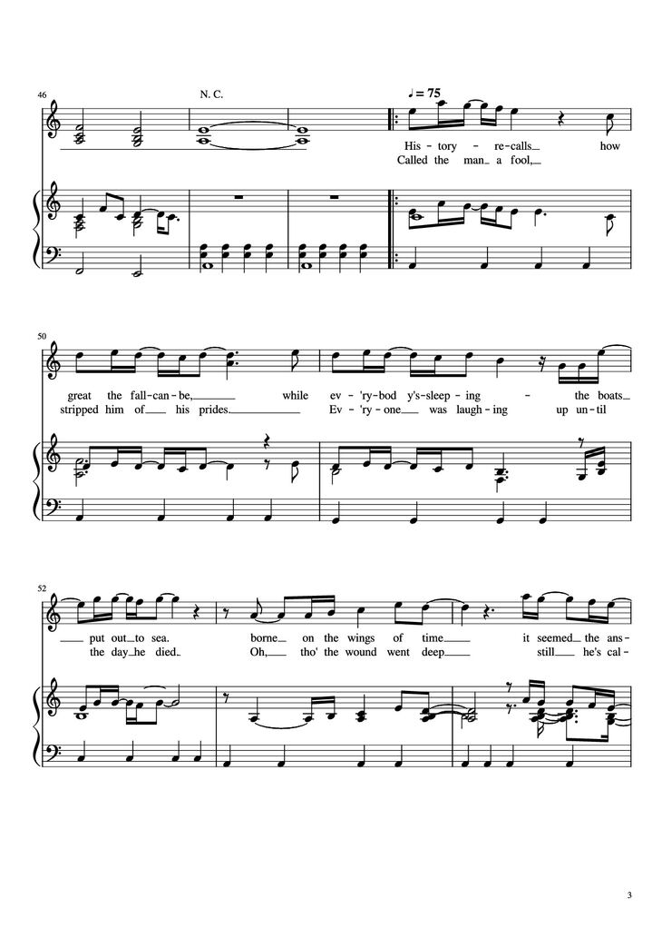 Page 3 of the piano sheet music PDF Piano - Fool