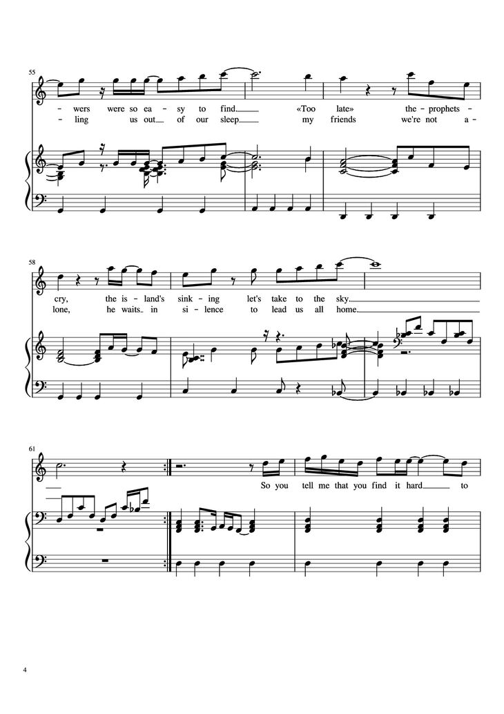 Page 4 of the piano sheet music PDF Piano - Fool