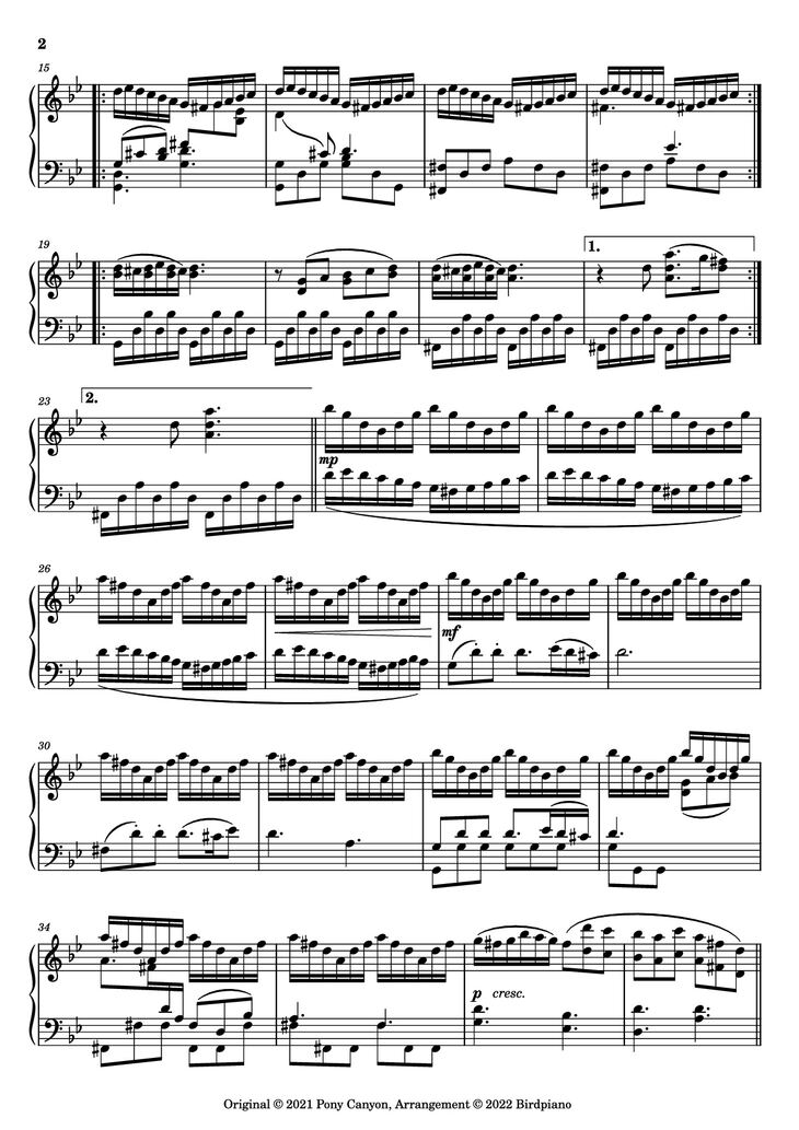 Page 2 of the piano sheet music PDF Piano - The Other Side of the Sea Piano by KOHTA YAMAMOTO