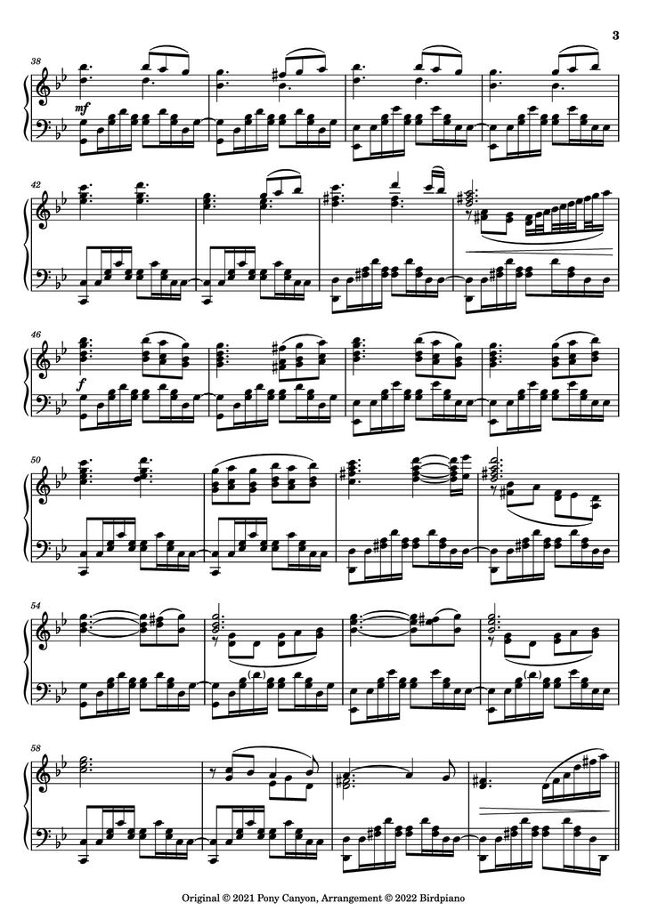 Page 3 of the piano sheet music PDF Piano - The Other Side of the Sea Piano by KOHTA YAMAMOTO