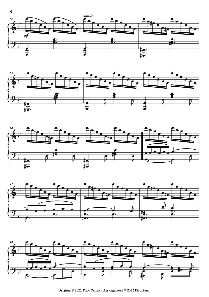 Page 4 of the piano sheet music PDF Piano - The Other Side of the Sea Piano by KOHTA YAMAMOTO