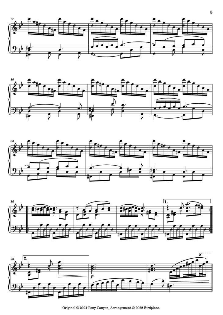 Page 5 of the piano sheet music PDF Piano - The Other Side of the Sea Piano by KOHTA YAMAMOTO