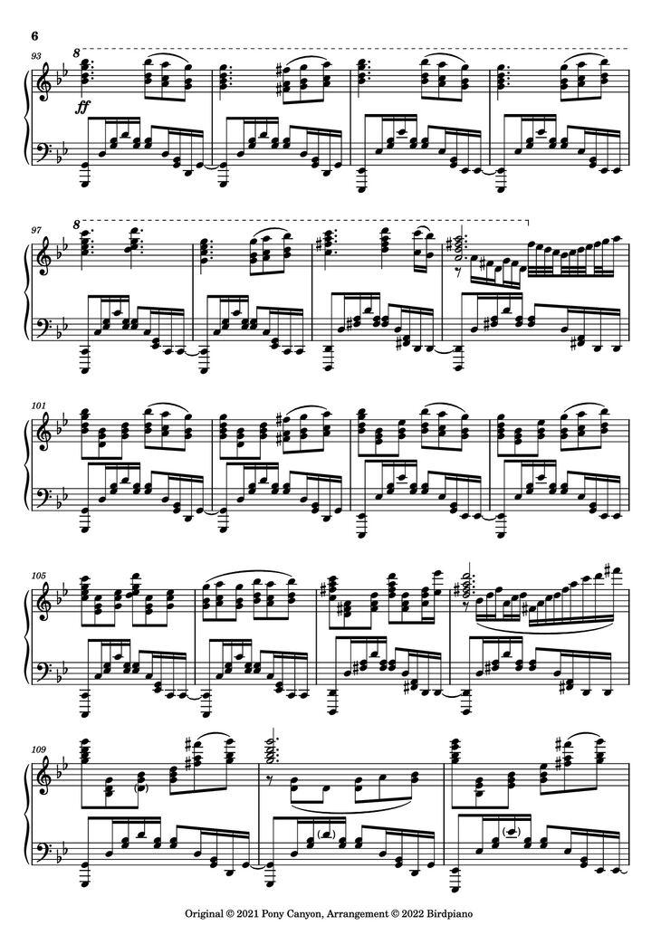 Page 6 of the piano sheet music PDF Piano - The Other Side of the Sea Piano by KOHTA YAMAMOTO