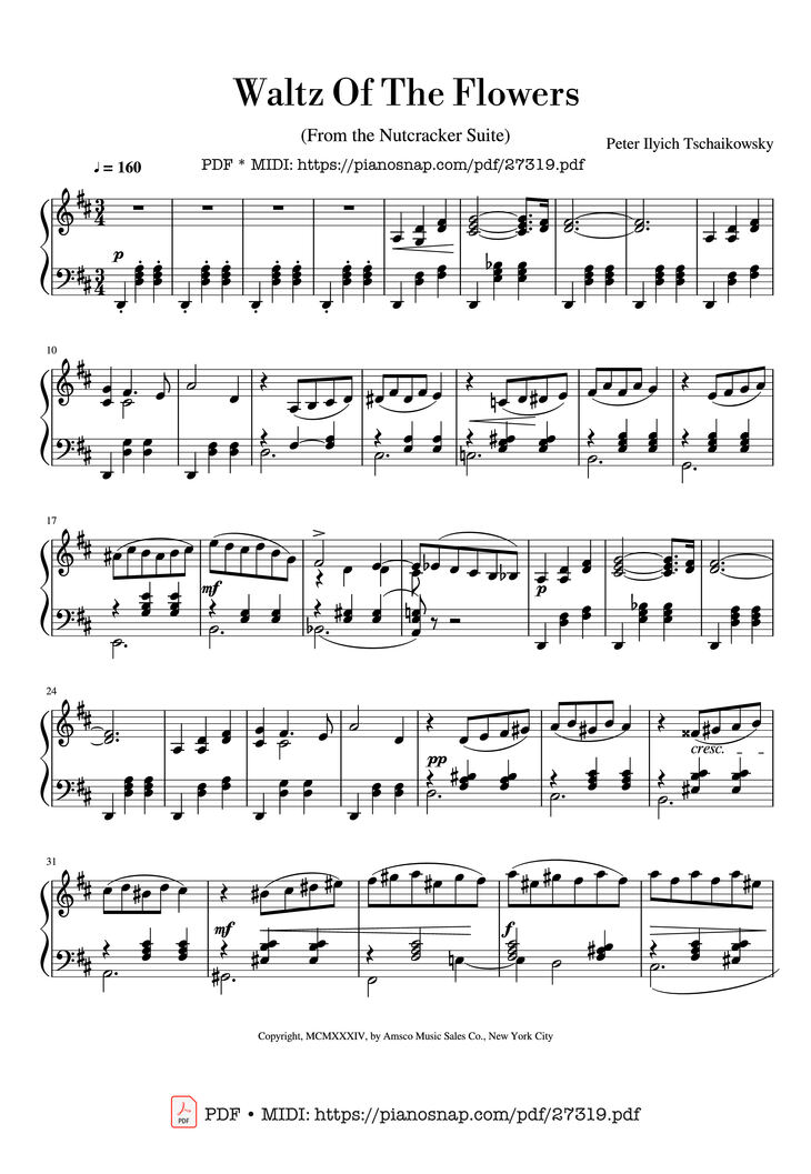 Sheet music preview — Waltz Of The Flowers Piano