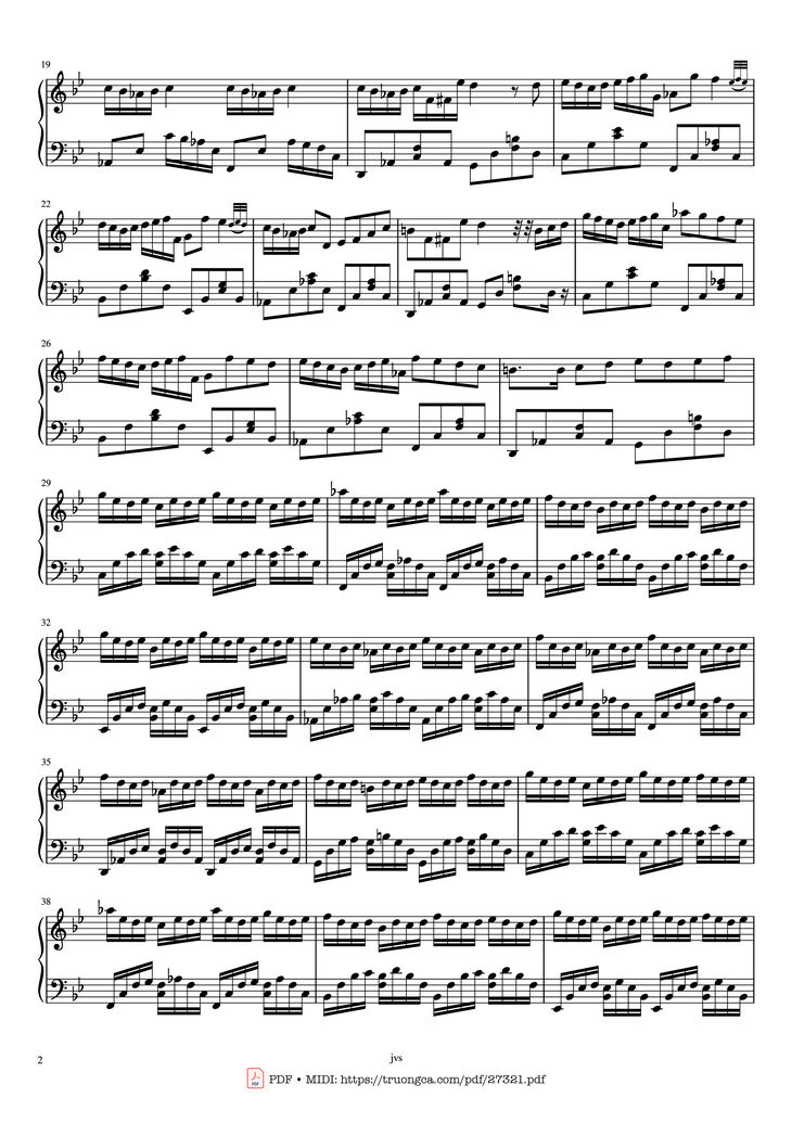 Page 2 of the piano sheet music PDF Piano - G minor Piano by J.S. Bach