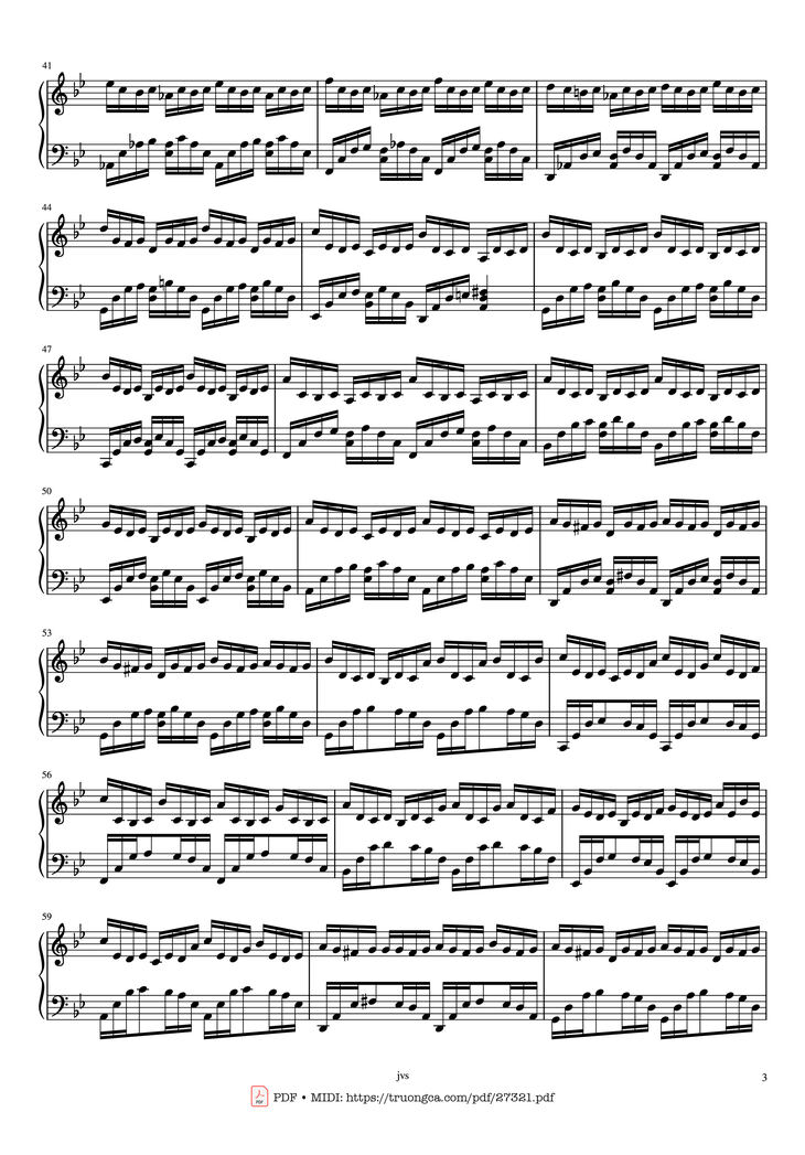Page 3 of the piano sheet music PDF Piano - G minor Piano by J.S. Bach