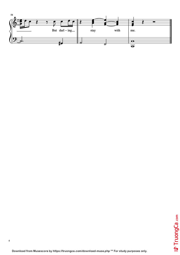 Page 4 of the piano sheet music PDF Piano - Stay with me Piano by Undefined