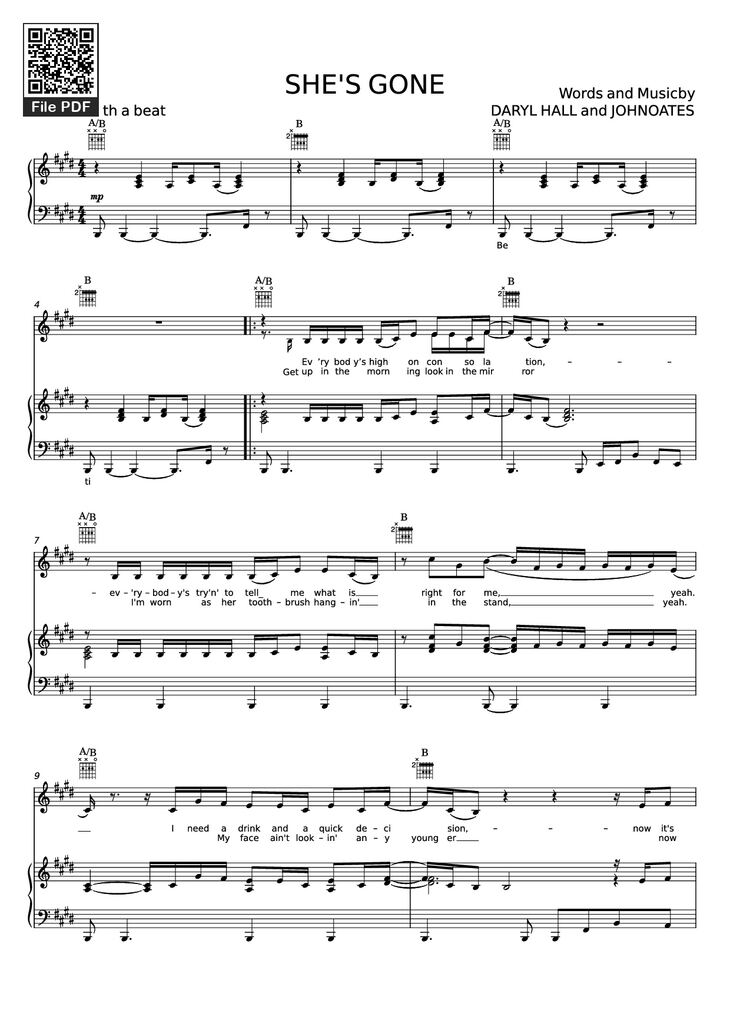 Page 1 of the piano sheet music PDF Piano - SHE