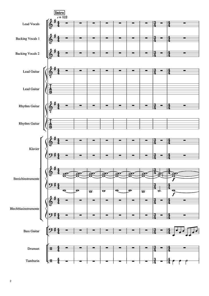Page 2 of the piano sheet music PDF Piano Guitar Tab - Livin