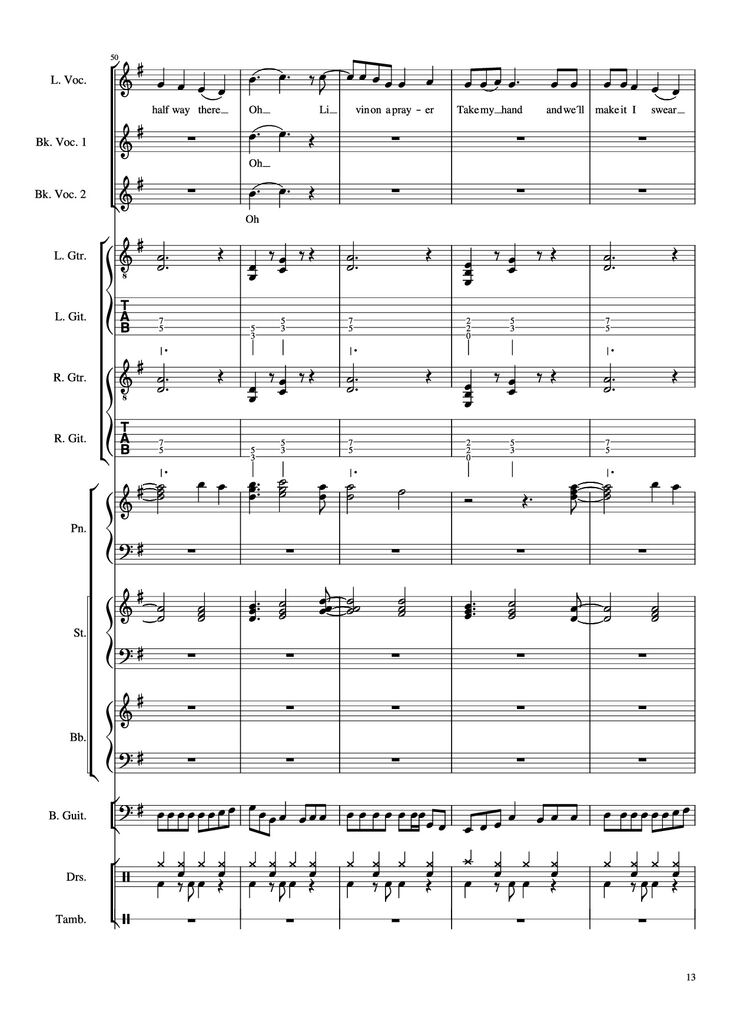 Page 13 of the piano sheet music PDF Piano Guitar Tab - Livin
