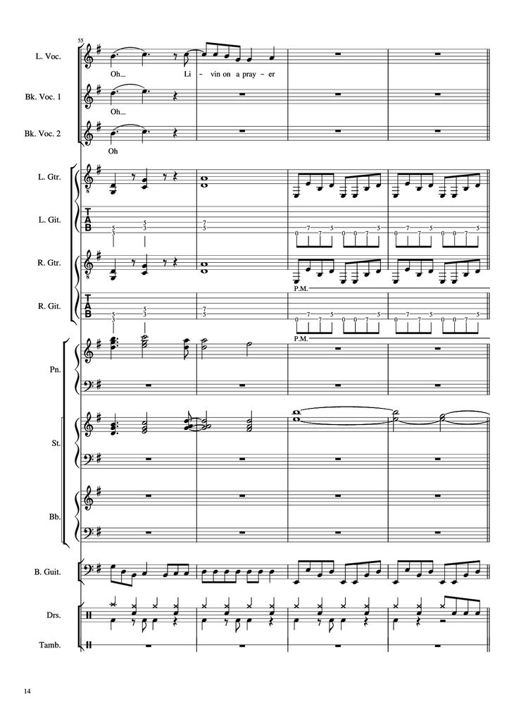 Page 14 of the piano sheet music PDF Piano Guitar Tab - Livin