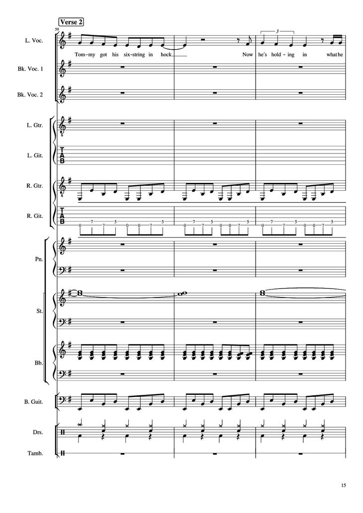 Page 15 of the piano sheet music PDF Piano Guitar Tab - Livin