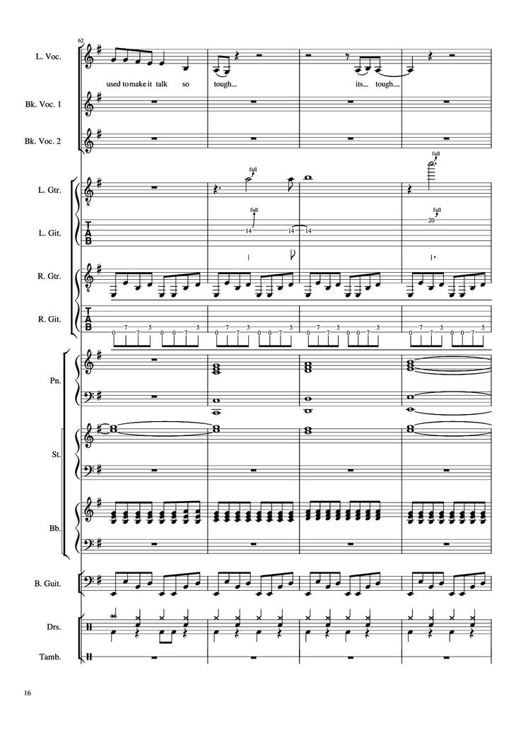 Page 16 of the piano sheet music PDF Piano Guitar Tab - Livin