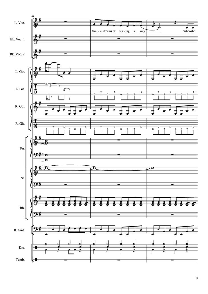 Page 17 of the piano sheet music PDF Piano Guitar Tab - Livin