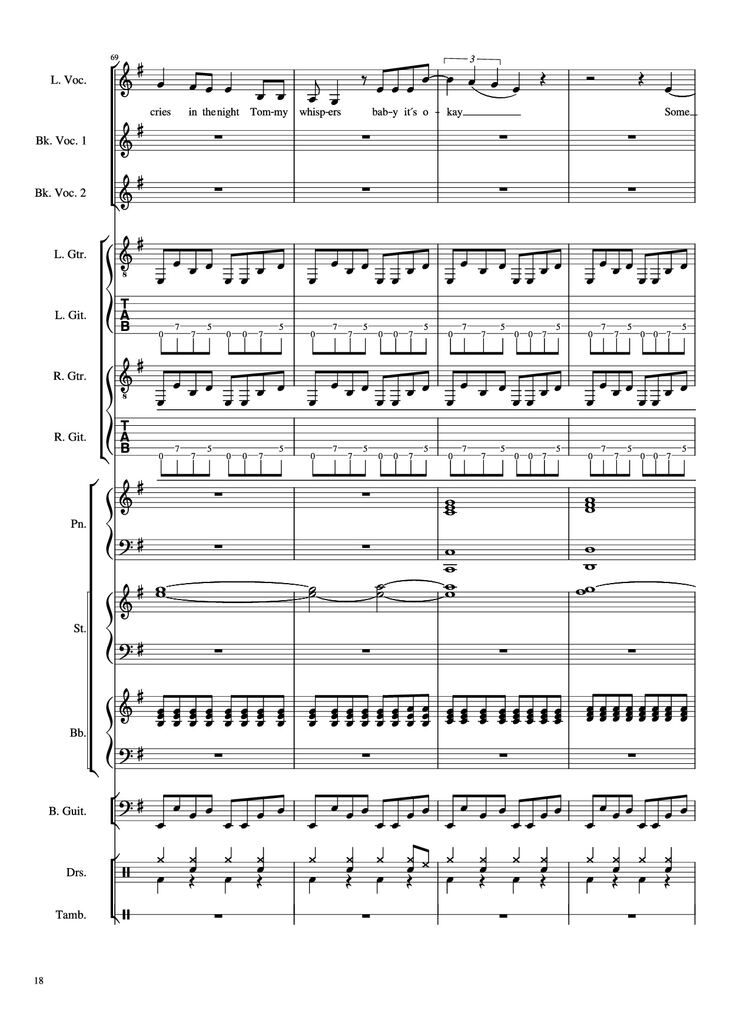 Page 18 of the piano sheet music PDF Piano Guitar Tab - Livin