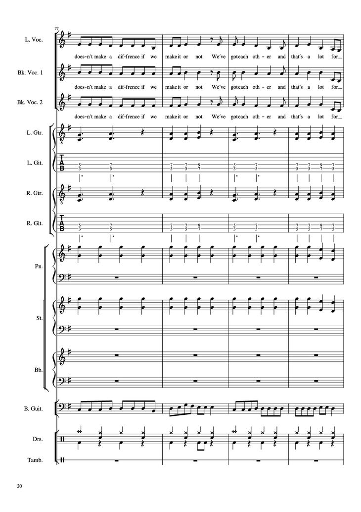 Page 20 of the piano sheet music PDF Piano Guitar Tab - Livin