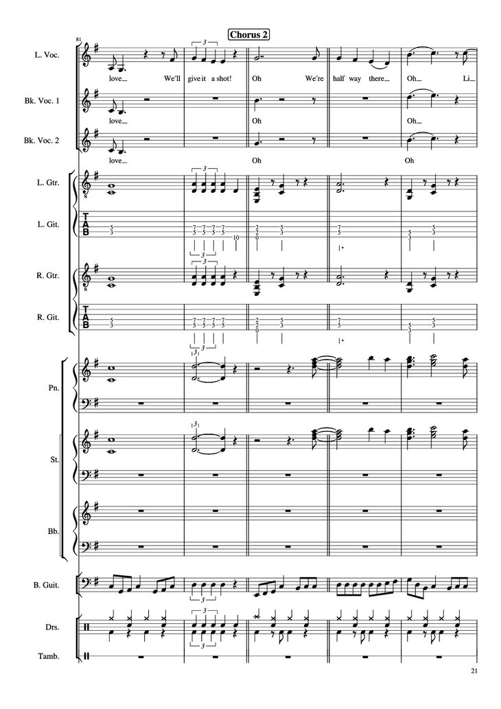 Page 21 of the piano sheet music PDF Piano Guitar Tab - Livin