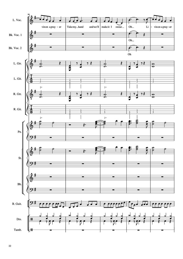 Page 22 of the piano sheet music PDF Piano Guitar Tab - Livin