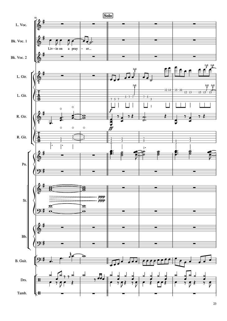 Page 23 of the piano sheet music PDF Piano Guitar Tab - Livin