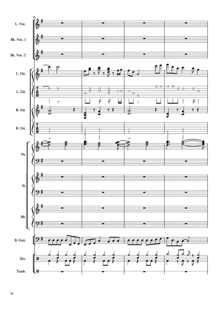 Page 24 of the piano sheet music PDF Piano Guitar Tab - Livin