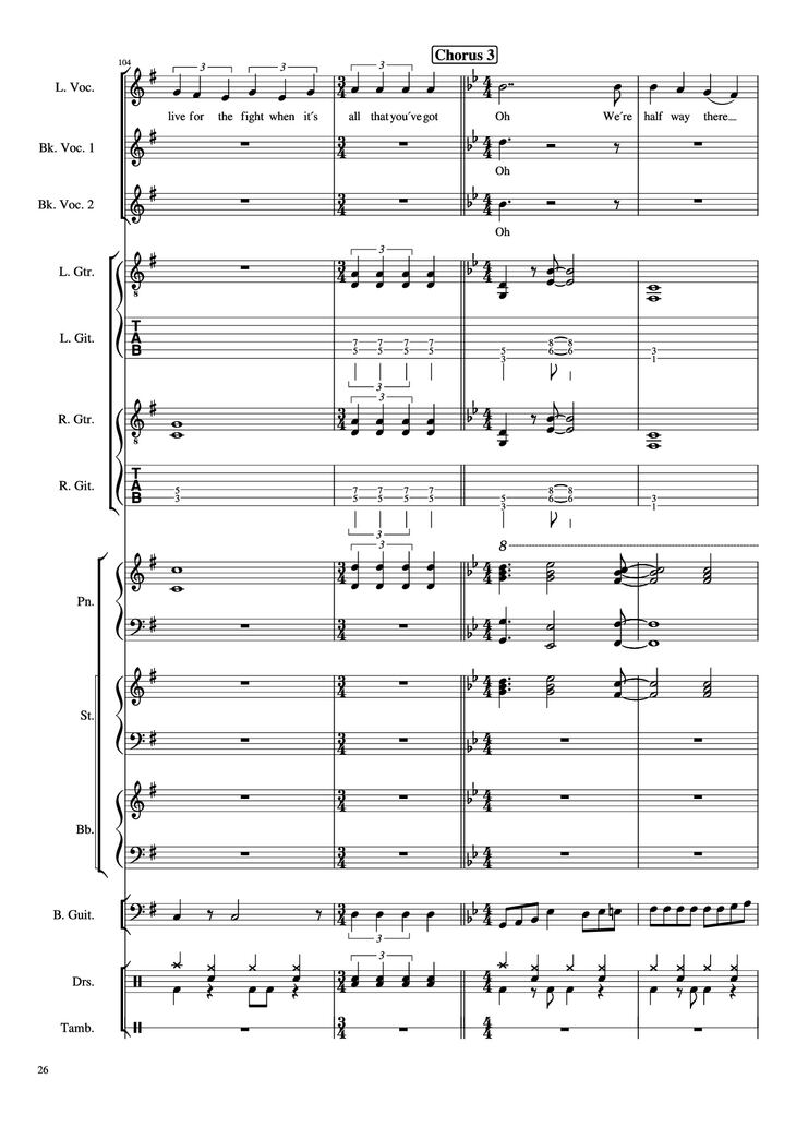 Page 26 of the piano sheet music PDF Piano Guitar Tab - Livin