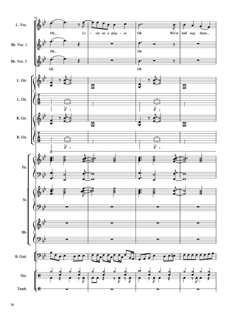 Page 28 of the piano sheet music PDF Piano Guitar Tab - Livin