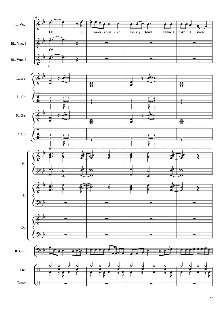 Page 29 of the piano sheet music PDF Piano Guitar Tab - Livin