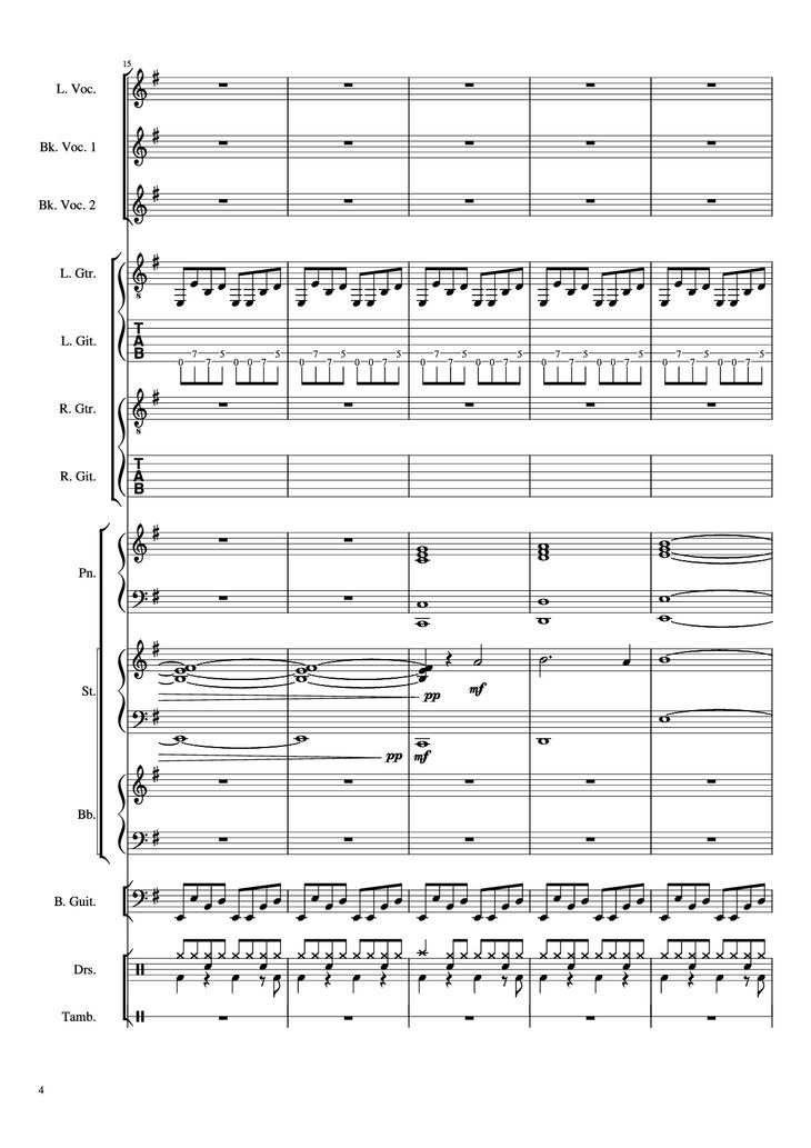 Page 4 of the piano sheet music PDF Piano Guitar Tab - Livin