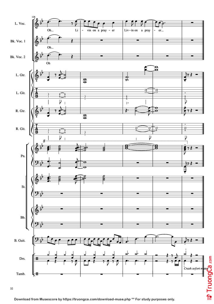 Page 32 of the piano sheet music PDF Piano Guitar Tab - Livin