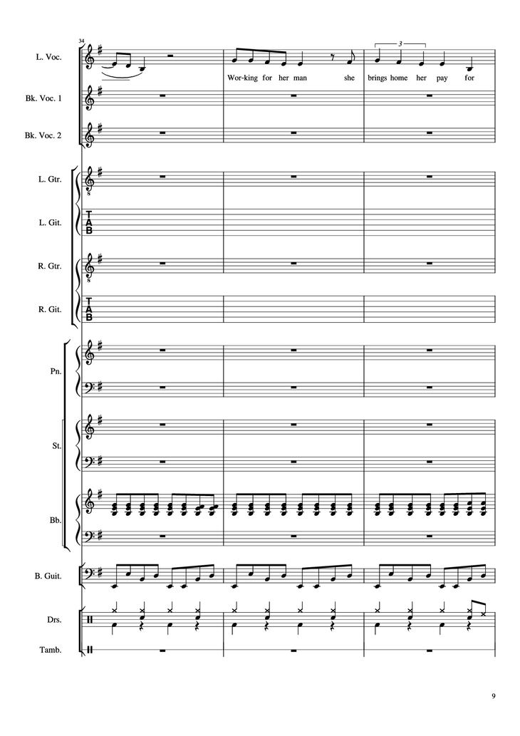 Page 9 of the piano sheet music PDF Piano Guitar Tab - Livin