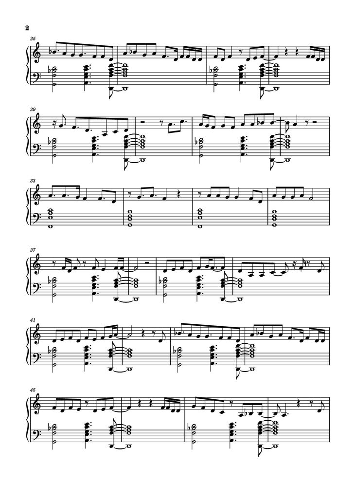 Page 2 of the piano sheet music PDF Piano - Stronger Than Me Piano by Undefined