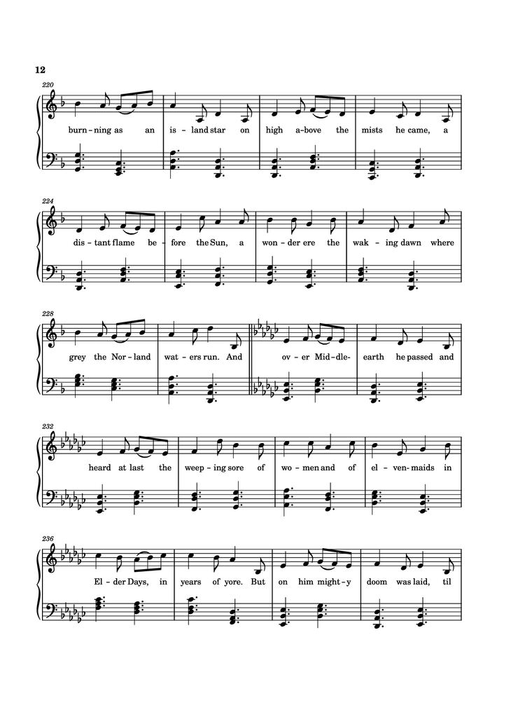 Page 12 of the piano sheet music PDF - The Tale of Eärendel Piano by Music Bee