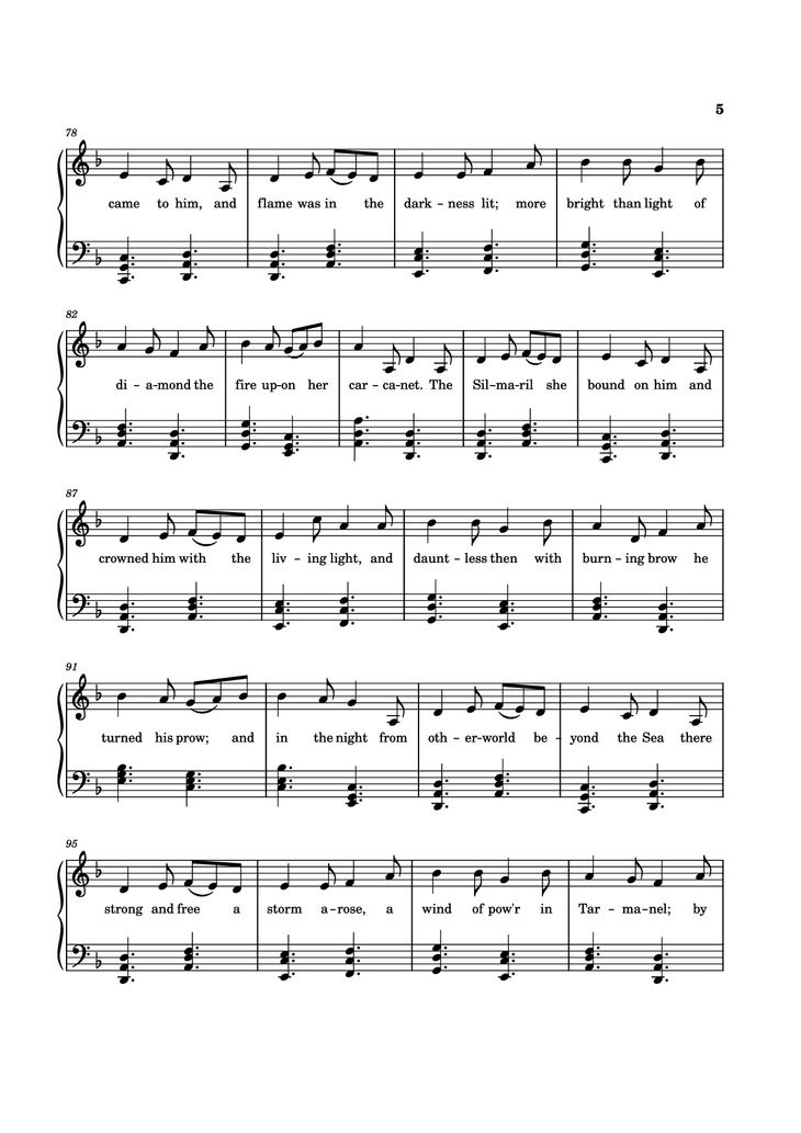 Page 5 of the piano sheet music PDF - The Tale of Eärendel Piano by Music Bee
