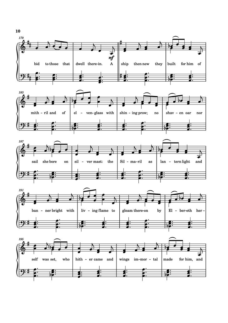 Page 10 of the piano sheet music PDF - The Tale of Eärendel Piano by Music Bee