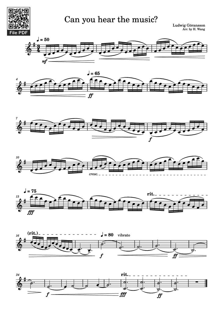 Page 1 of the piano sheet music PDF - Can you hear the music? Violin by Ludwig Göransson