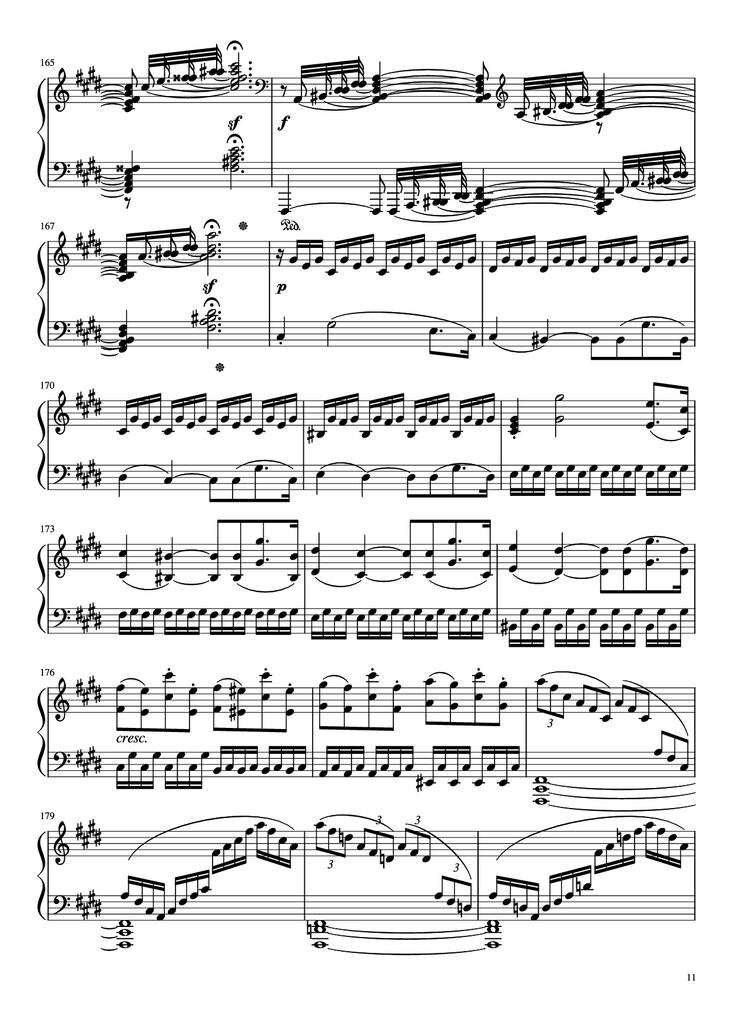 Page 11 of the piano sheet music PDF Piano - Sonata in C# Minor, Moonlight Piano by LUDWIG VAN BEETHOVEN