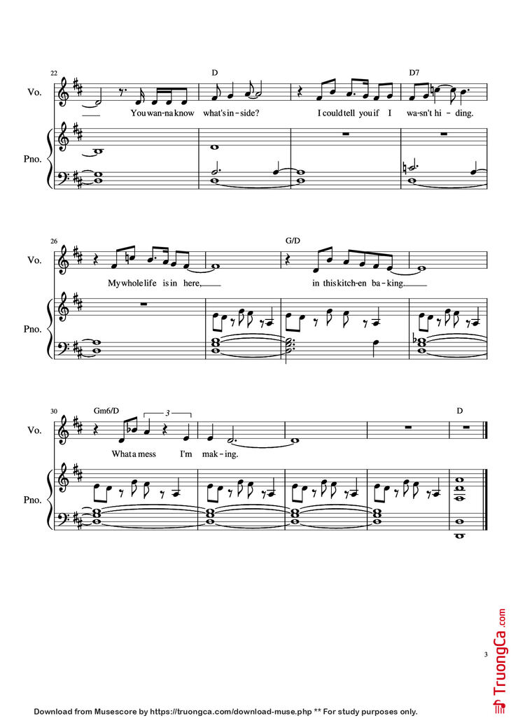 Page 3 of the piano sheet music PDF Piano - What