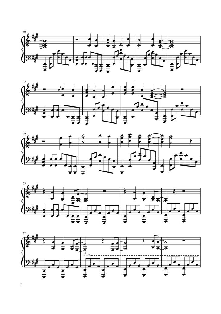 Page 2 of the piano sheet music PDF Piano - Call of Silence Piano by Hiroyuki Sawano