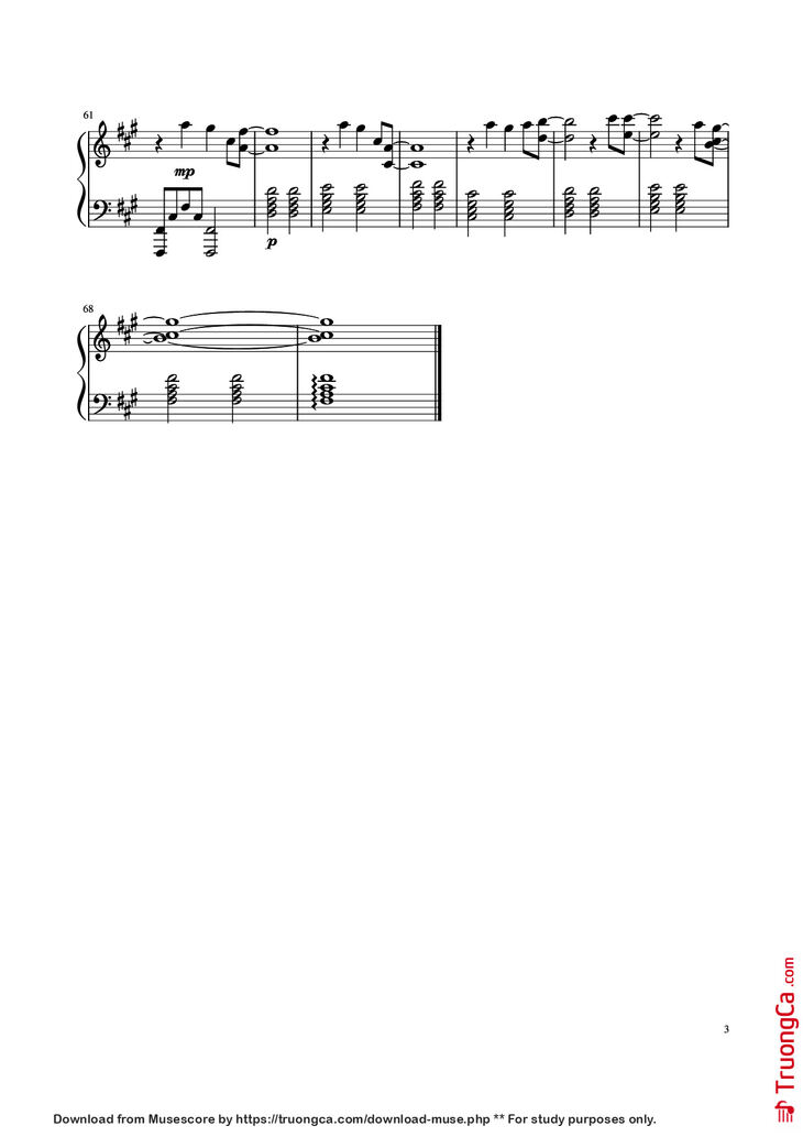 Page 3 of the piano sheet music PDF Piano - Call of Silence Piano by Hiroyuki Sawano