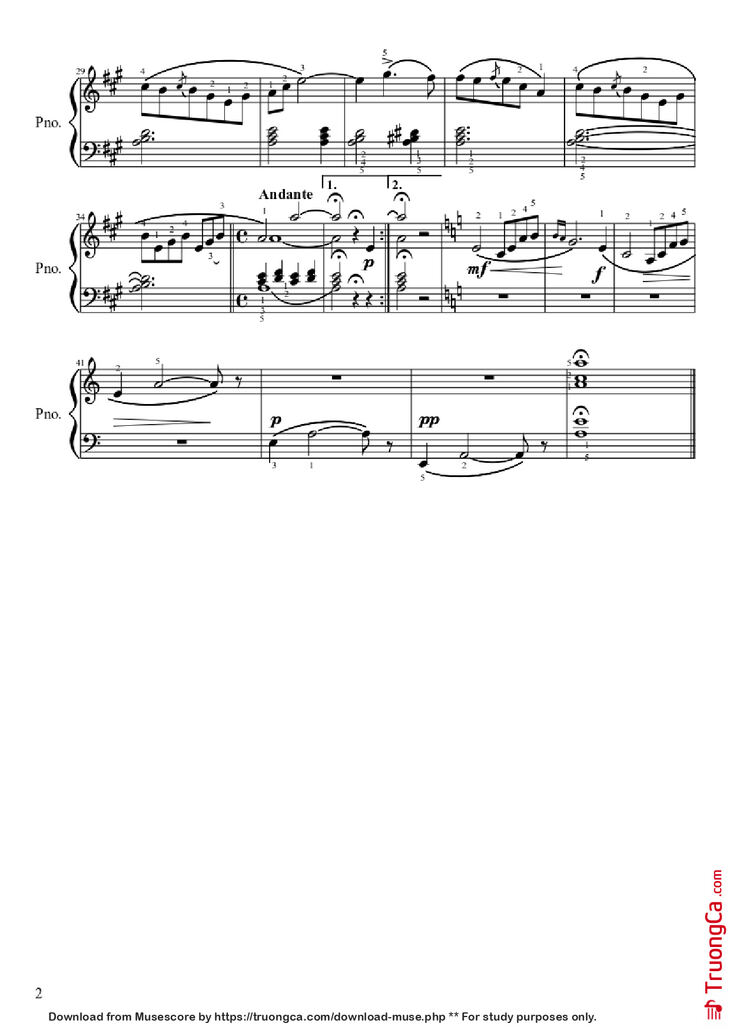 Page 2 of the piano sheet music PDF Piano - Canción de Solveig Piano by Edvard Grieg