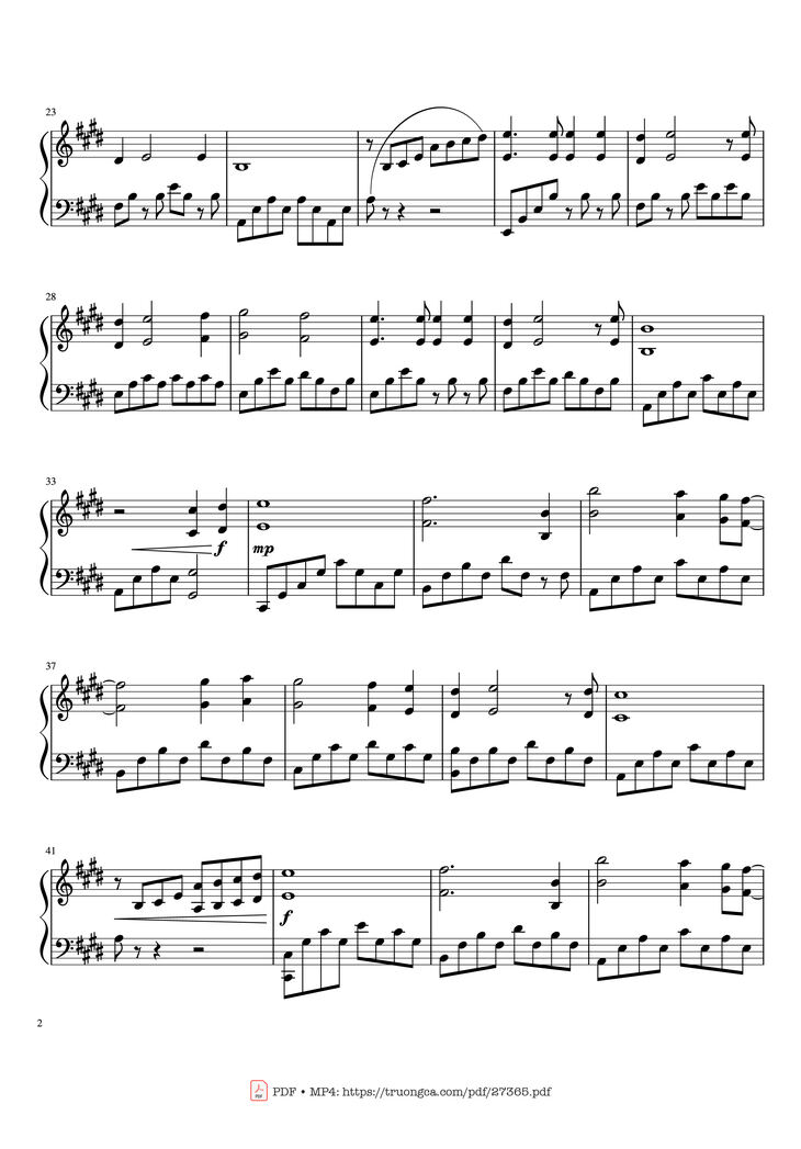 Page 2 of the piano sheet music PDF Piano - My Heart Will Go On Piano by Céline Dion