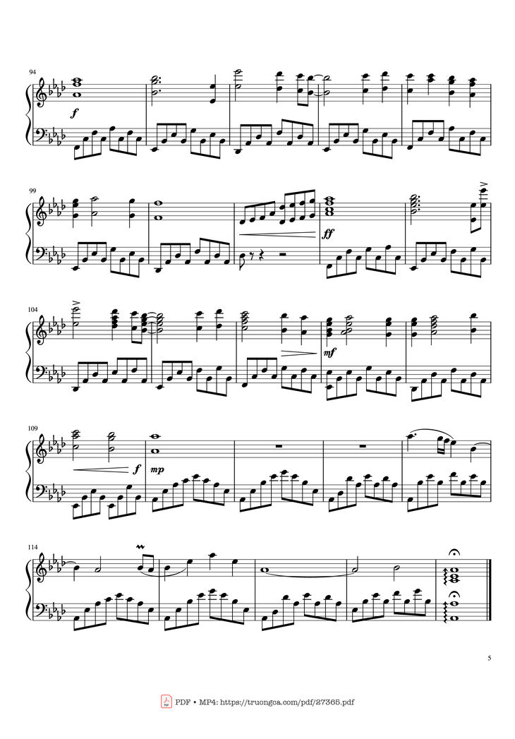Page 5 of the piano sheet music PDF Piano - My Heart Will Go On Piano by Céline Dion