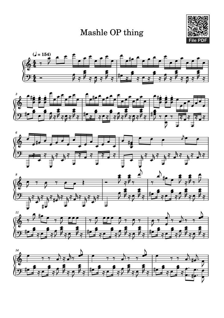 Page 1 of the piano sheet music PDF Piano - Mashle OP thing Piano by Undefined