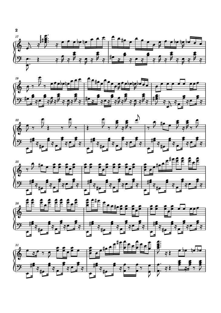 Page 2 of the piano sheet music PDF Piano - Mashle OP thing Piano by Undefined