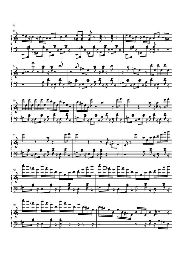 Page 4 of the piano sheet music PDF Piano - Mashle OP thing Piano by Undefined