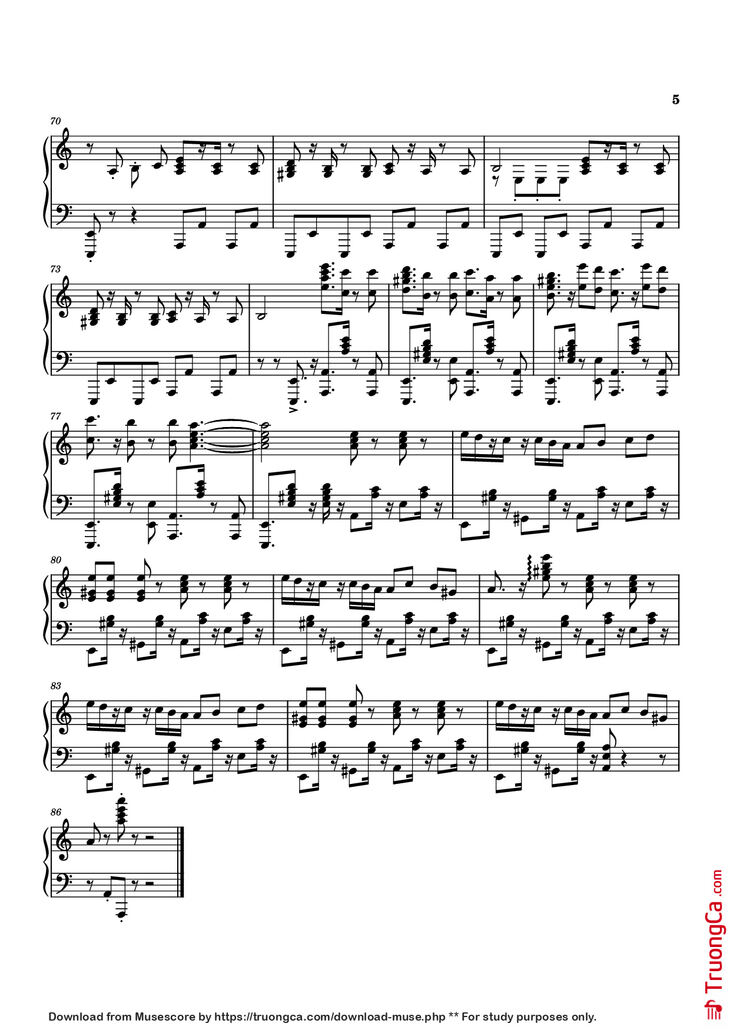 Page 5 of the piano sheet music PDF Piano - Mashle OP thing Piano by Undefined