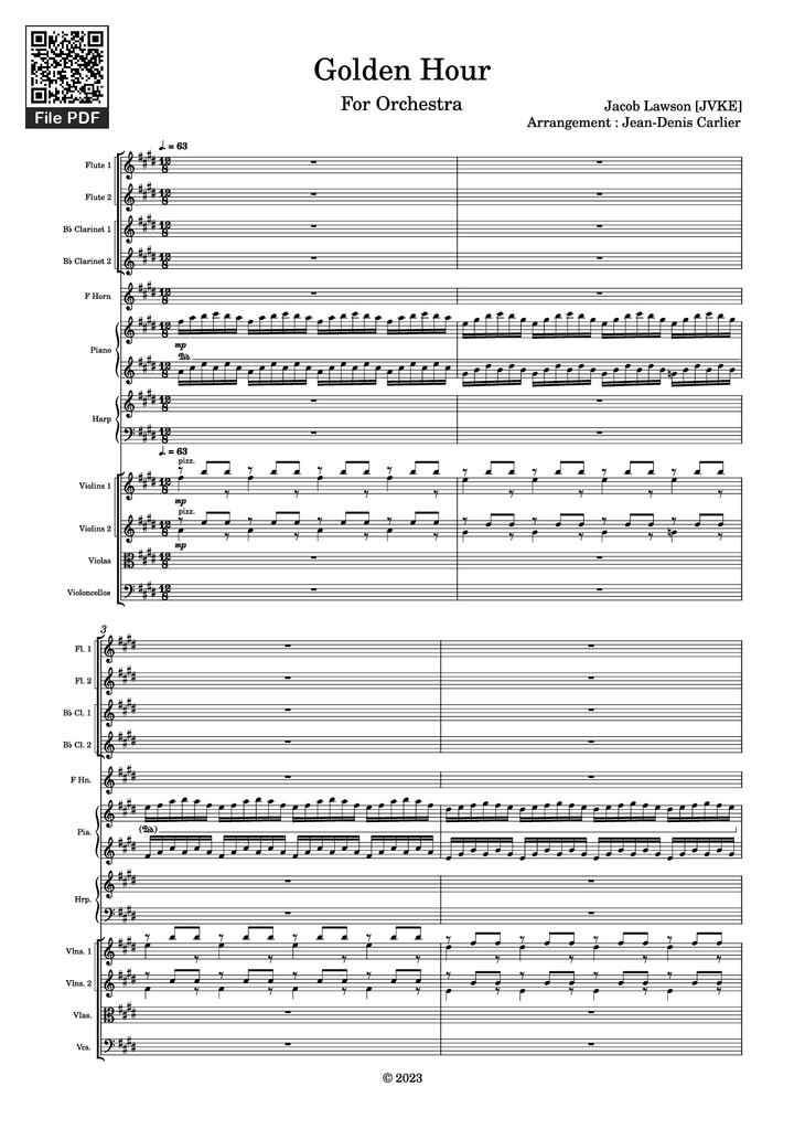 Page 1 of the piano sheet music PDF Piano - Golden Hour Piano by Jacob Lawson [JVKE]