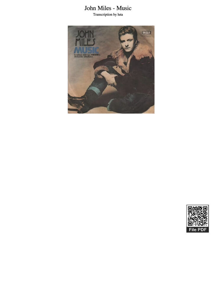 Page 1 of the piano sheet music PDF Piano - John Miles - Music Piano by Undefined