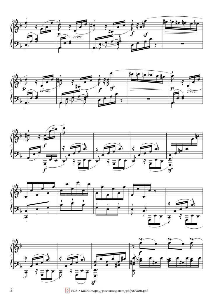 Page 2 of the piano sheet music PDF Piano - Sonate No. 17, Tempest (3rd Movement) by Beethoven